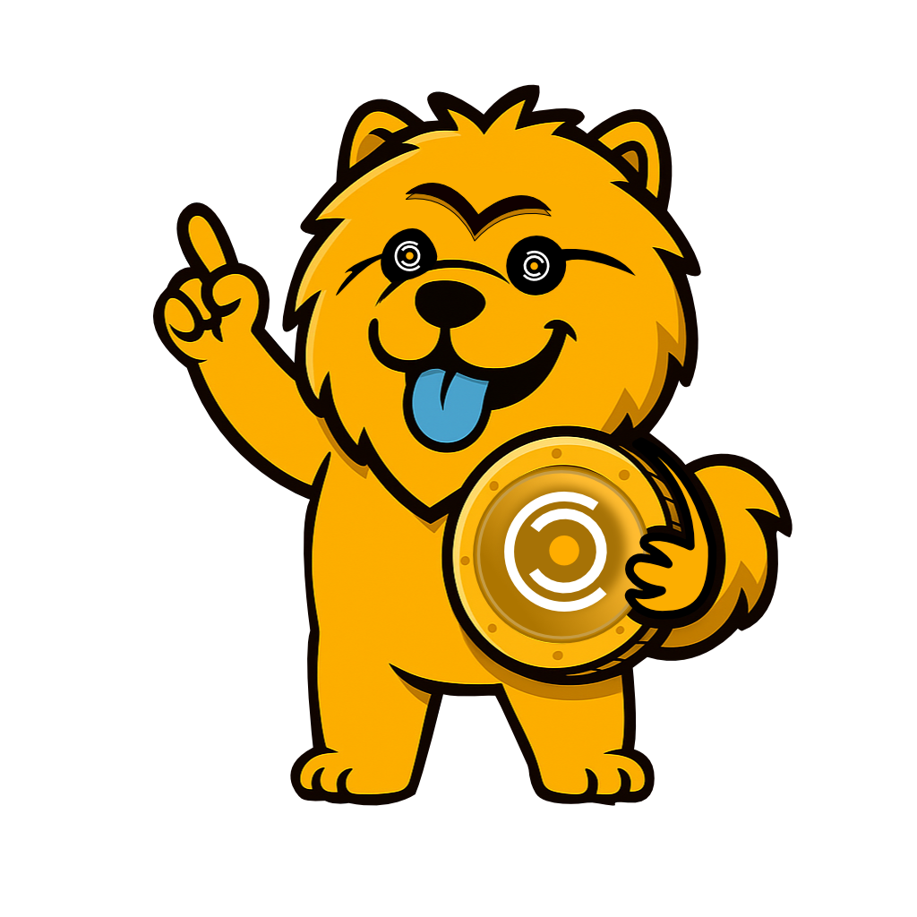 Bora, la mascota de BORA Blockchain, sosteniendo una moneda